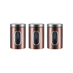 3 Pcs Windowed Steel Jars in Three Colours | StorageOZ