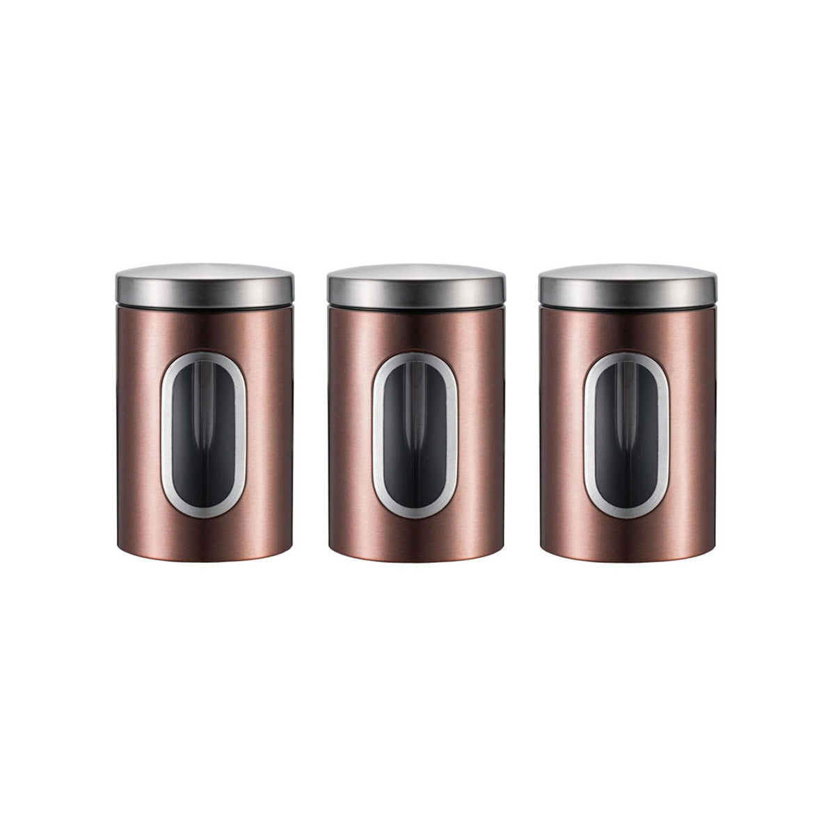 3 Pcs Windowed Steel Jars in Three Colours | StorageOZ