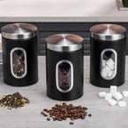 3 Pcs Windowed Steel Jars in Three Colours | StorageOZ