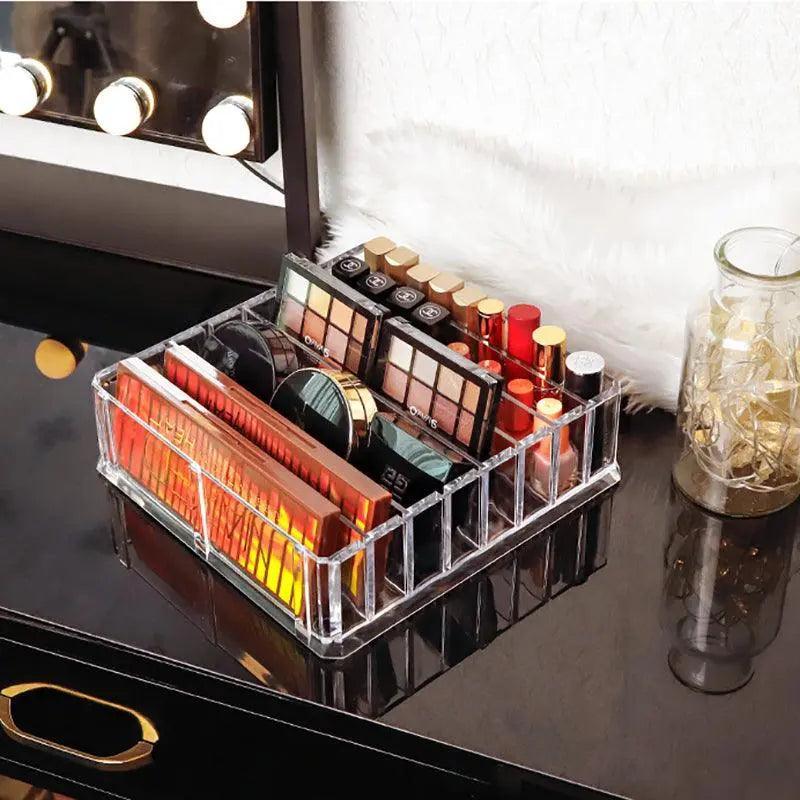 Clear Acrylic 8 Grid Makeup Organiser Two Sizes | StorageOZ
