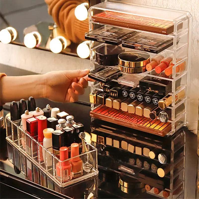 Clear Acrylic 8 Grid Makeup Organiser Two Sizes | StorageOZ