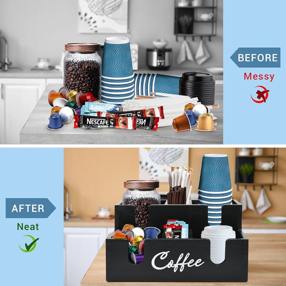 Wooden Coffee Station Box Two Colours Set | StorageOZ