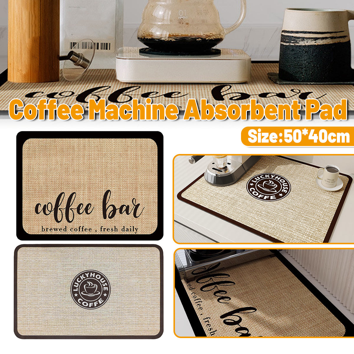 Absorbent Coffee Bar Mat Two Prints Rack | StorageOZ