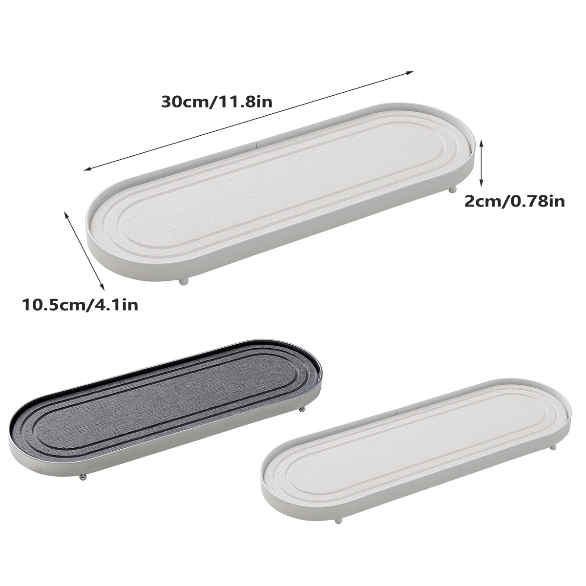 Oval Diatomite Drain Tray Two Colours Set | StorageOZ