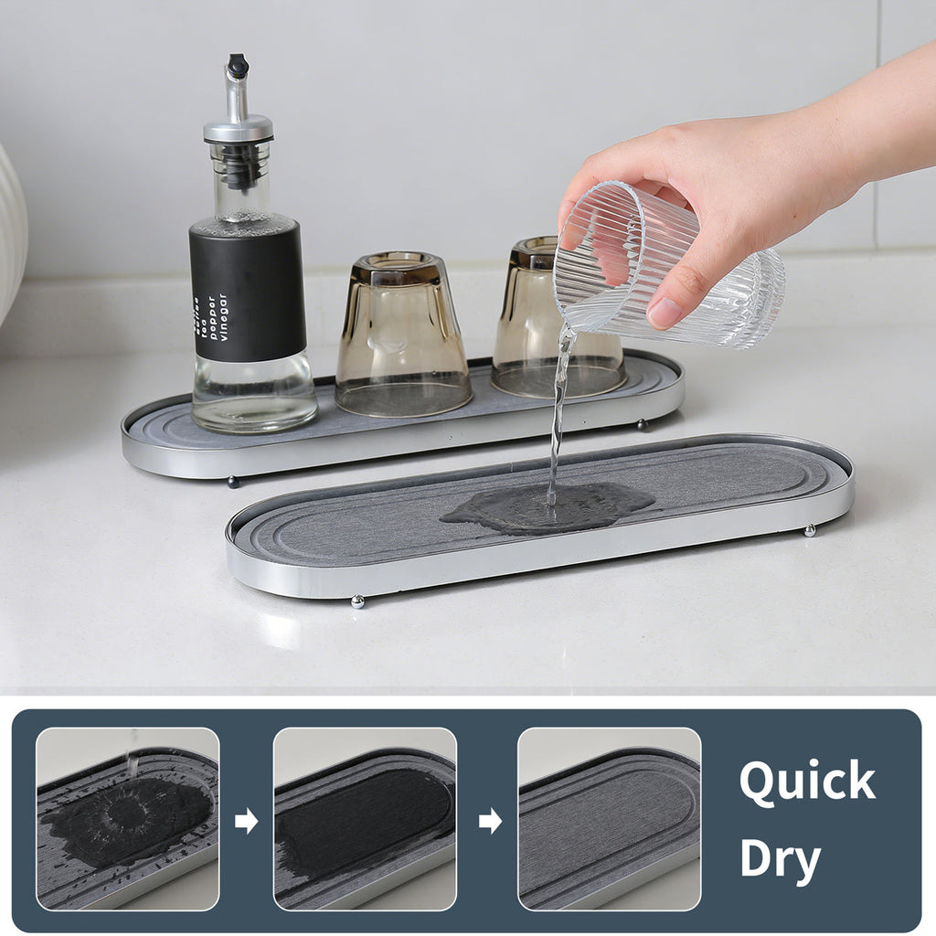 Oval Diatomite Drain Tray Two Colours Set | StorageOZ