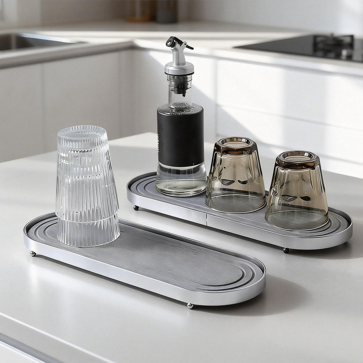 Oval Diatomite Drain Tray Two Colours Set | StorageOZ
