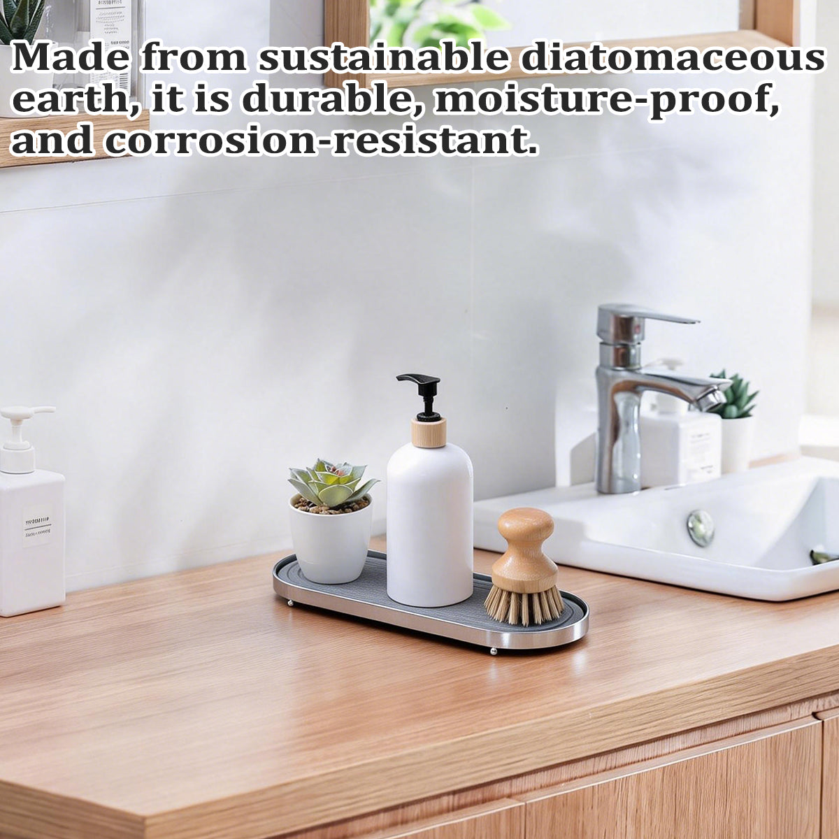 Oval Diatomite Drain Tray Two Colours Set | StorageOZ
