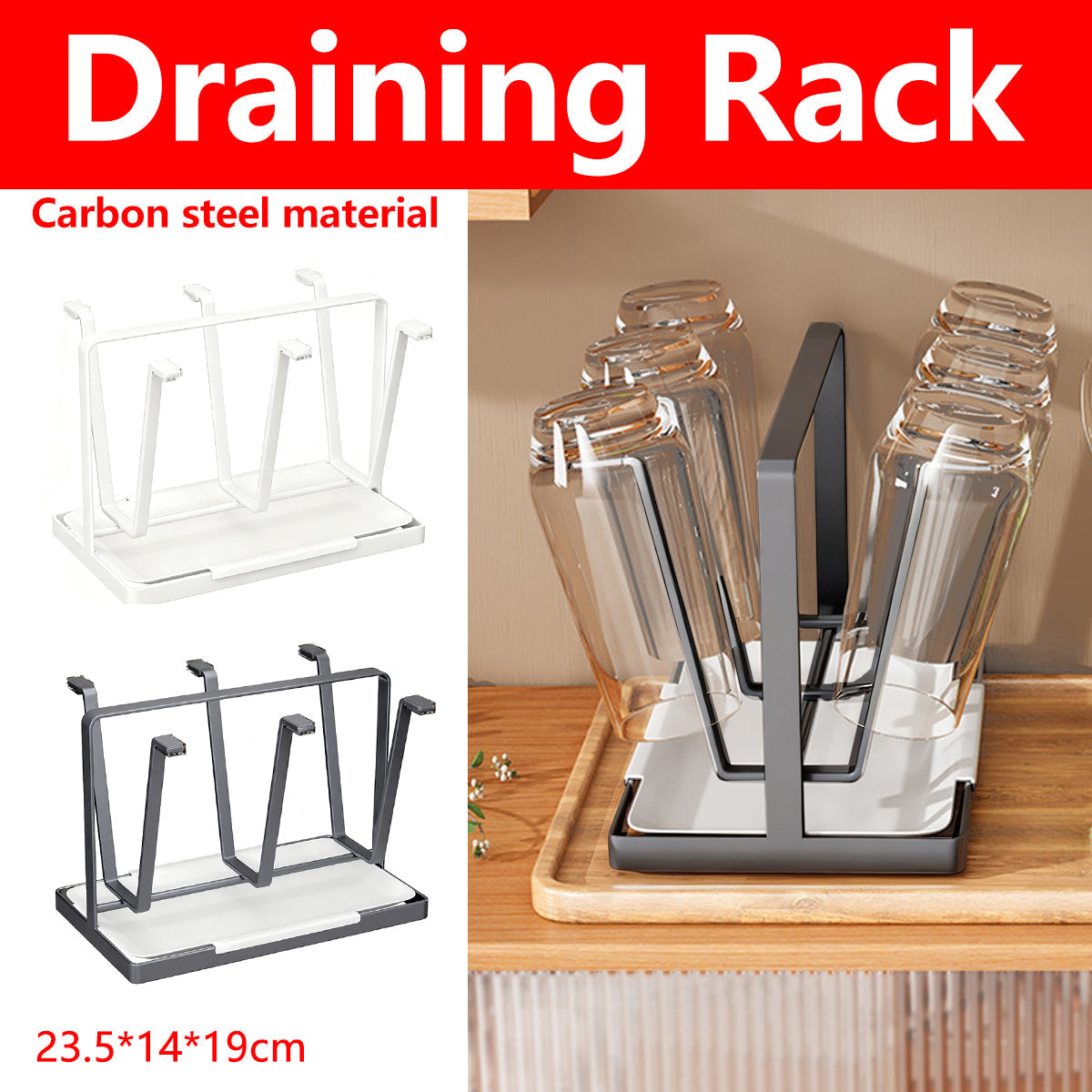 Six Hook Stainless Cup Rack Two Colours Set | StorageOZ