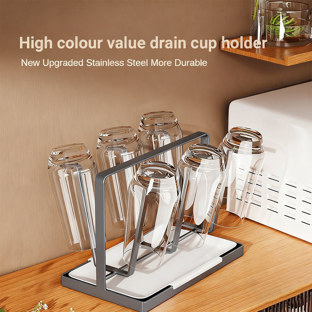 Six Hook Stainless Cup Rack Two Colours Set | StorageOZ