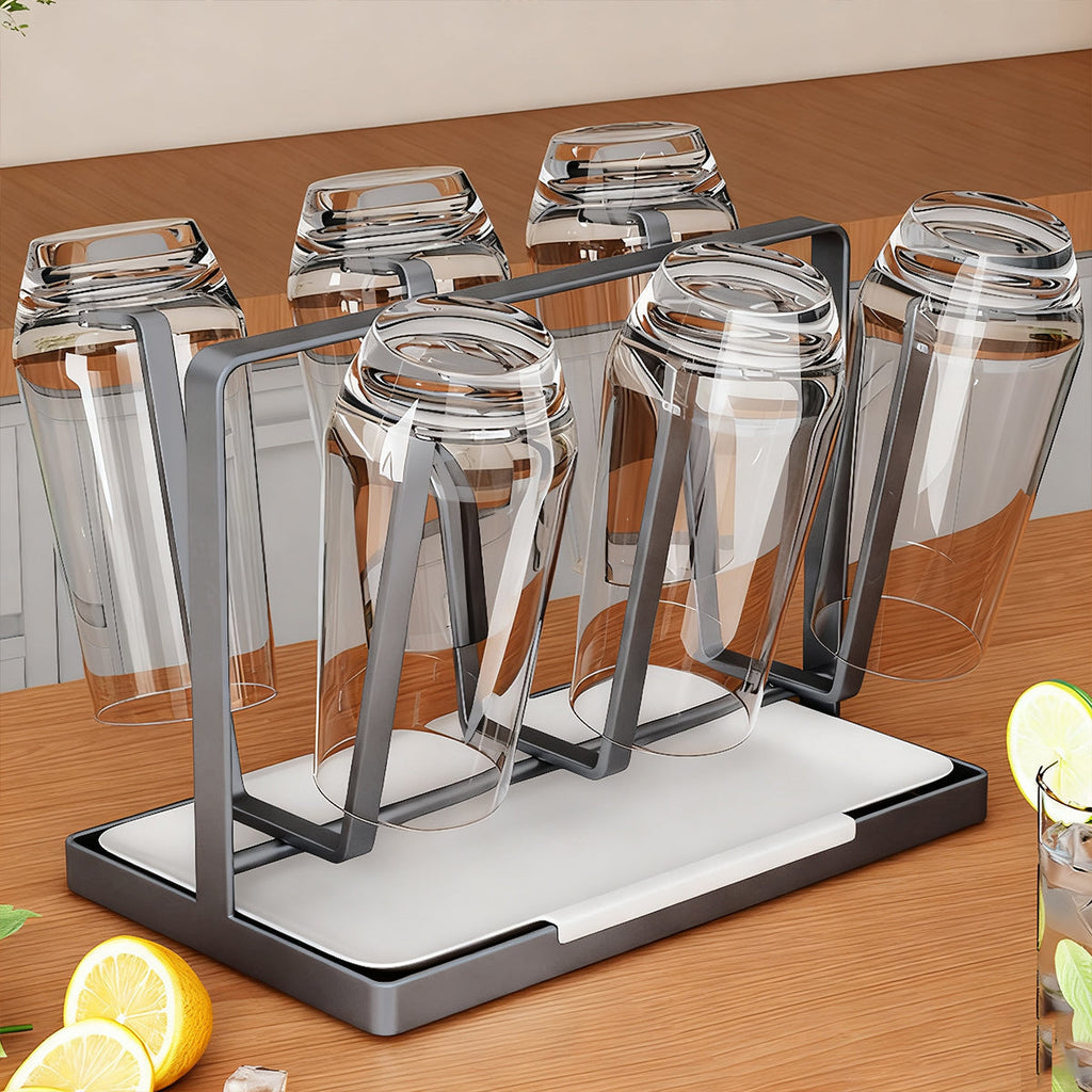 Six Hook Stainless Cup Rack Two Colours Set | StorageOZ