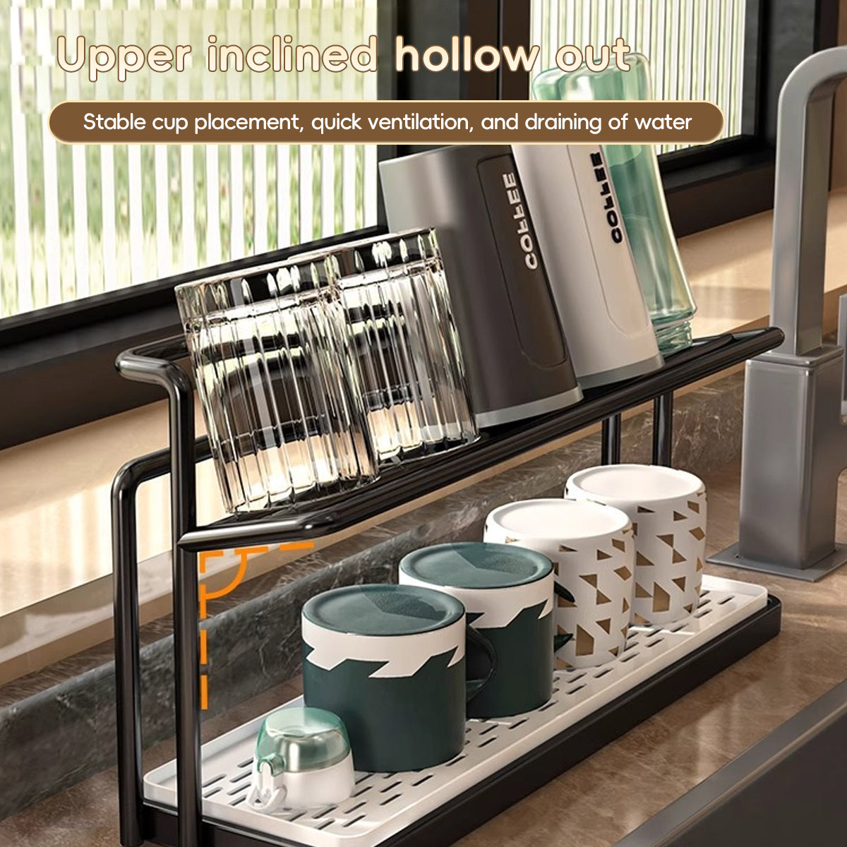 2 Tier Cup Drying Rack Two Colours Organiser | StorageOZ