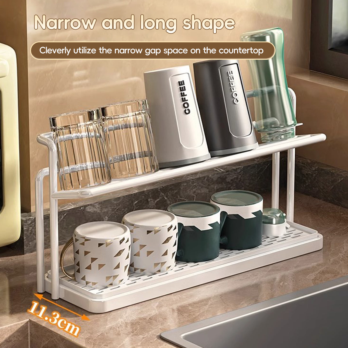 2 Tier Cup Drying Rack Two Colours Organiser | StorageOZ
