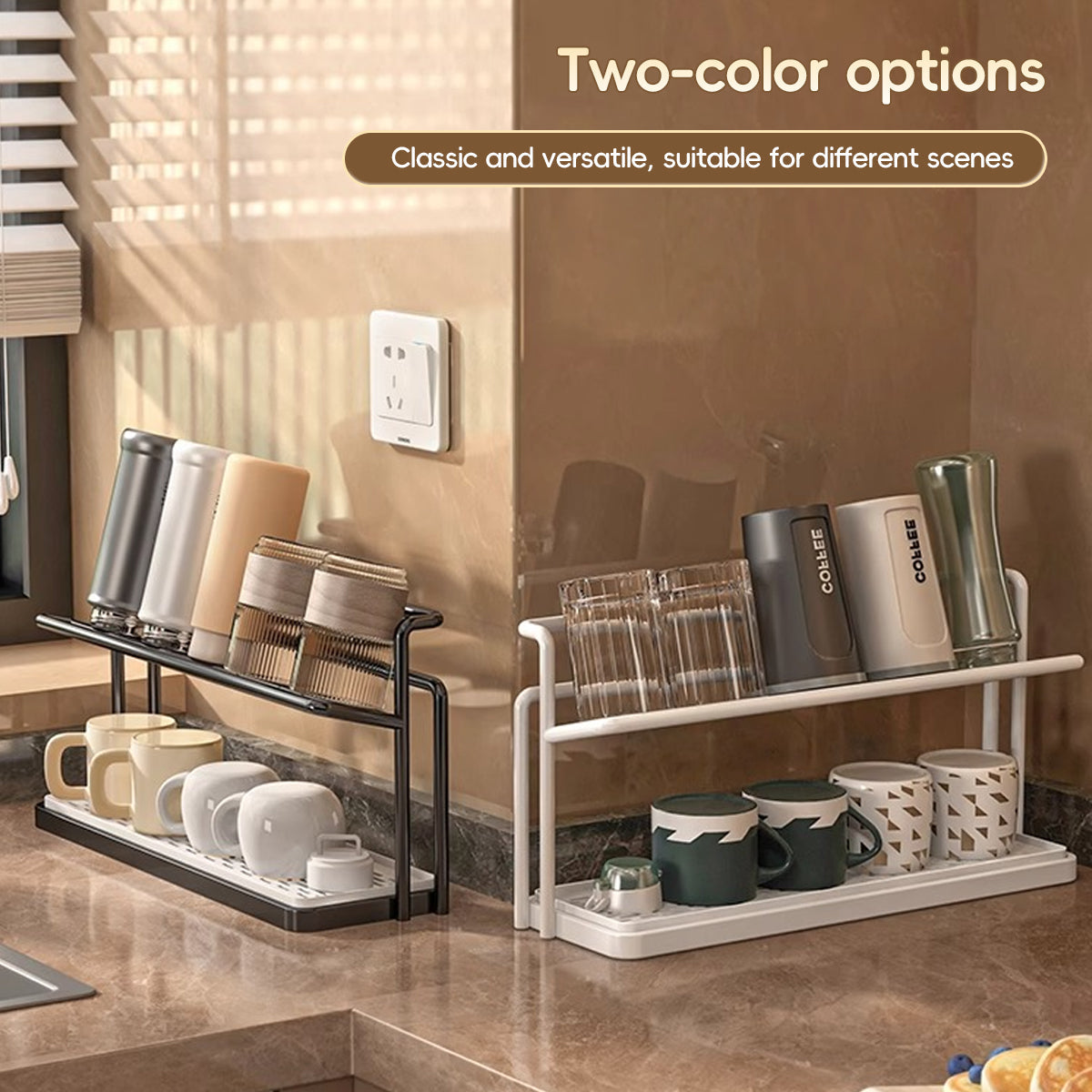 2 Tier Cup Drying Rack Two Colours Organiser | StorageOZ
