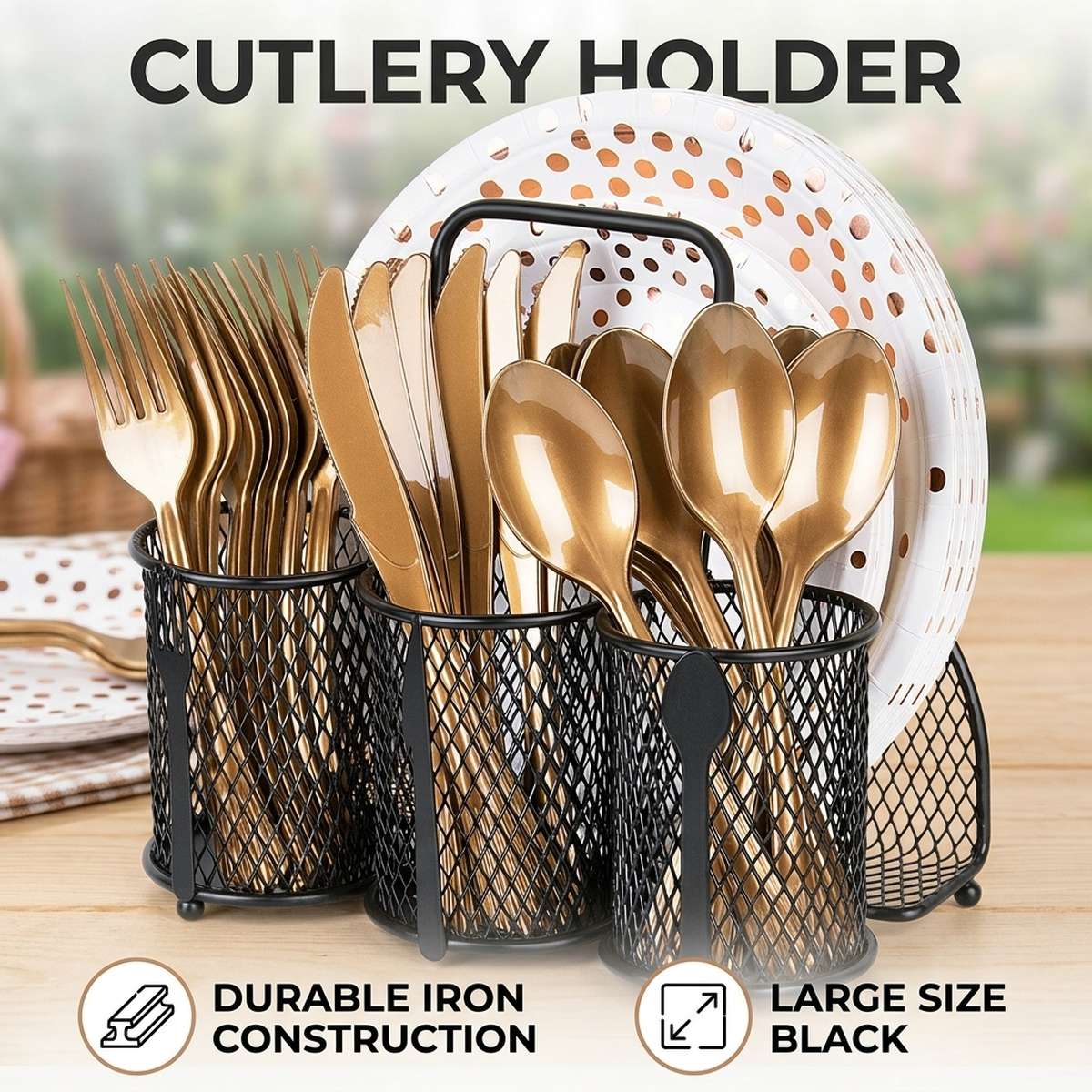 Black Kitchen Cutlery Holder Storage Rack | StorageOZ