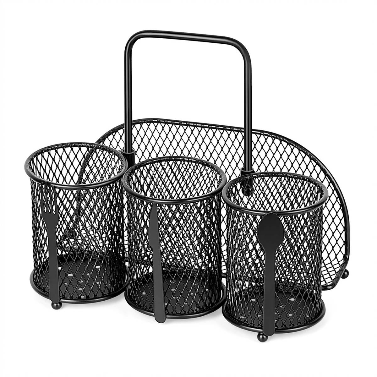 Black Kitchen Cutlery Holder Storage Rack | StorageOZ
