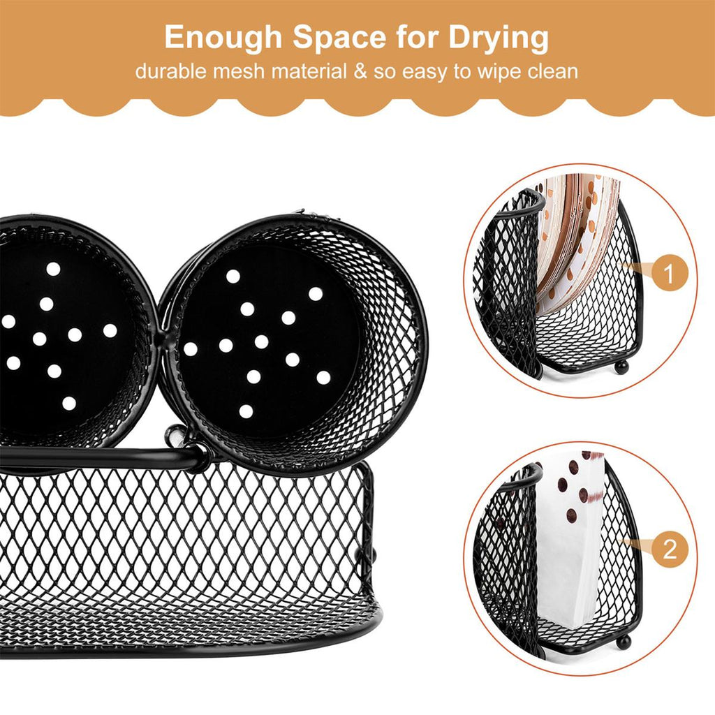 Black Kitchen Cutlery Holder Storage Rack | StorageOZ