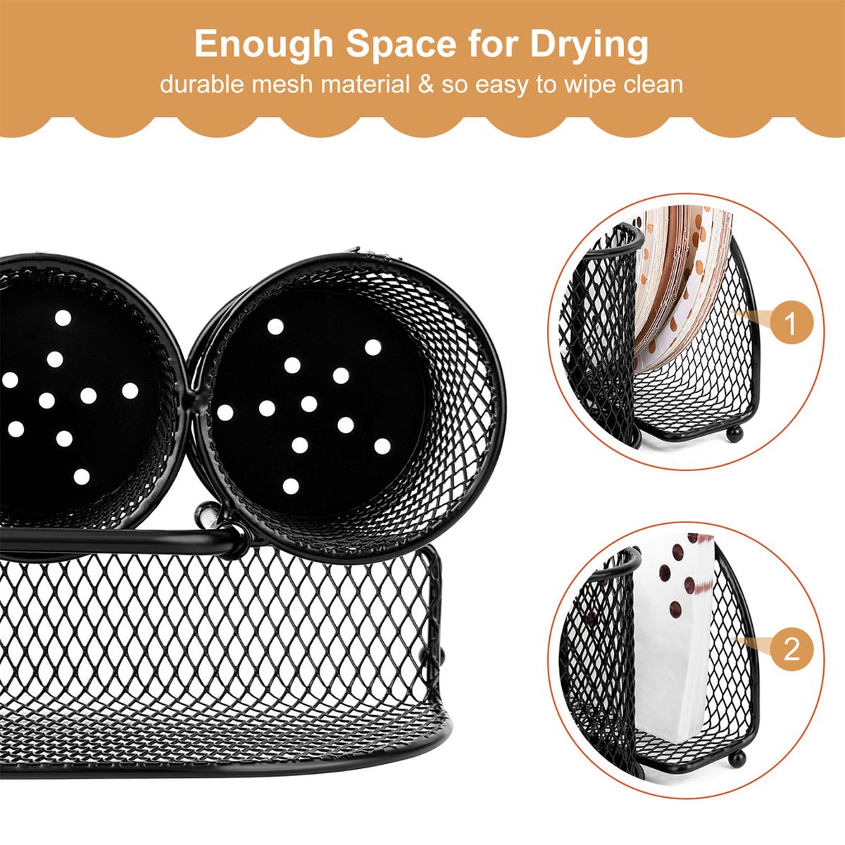 Black Kitchen Cutlery Holder Storage Rack | StorageOZ