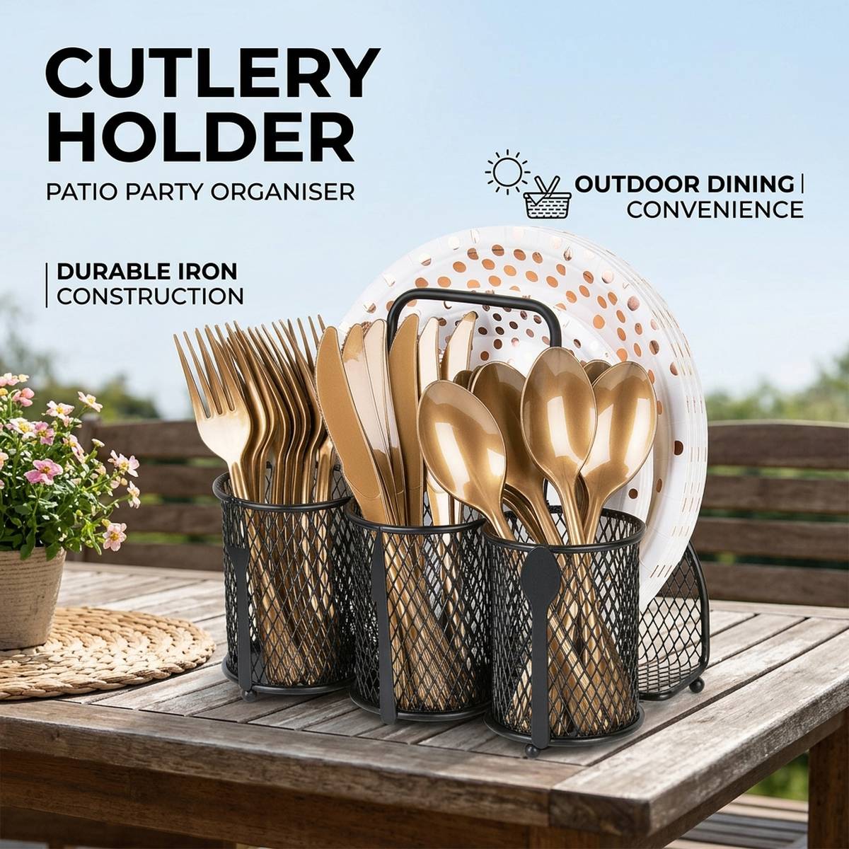 Black Kitchen Cutlery Holder Storage Rack | StorageOZ