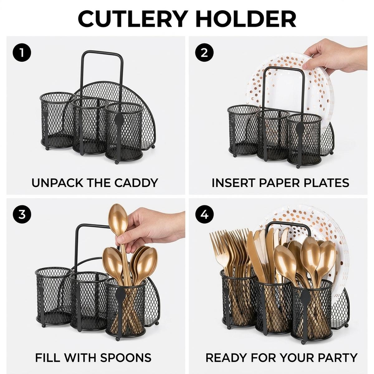 Black Kitchen Cutlery Holder Storage Rack | StorageOZ