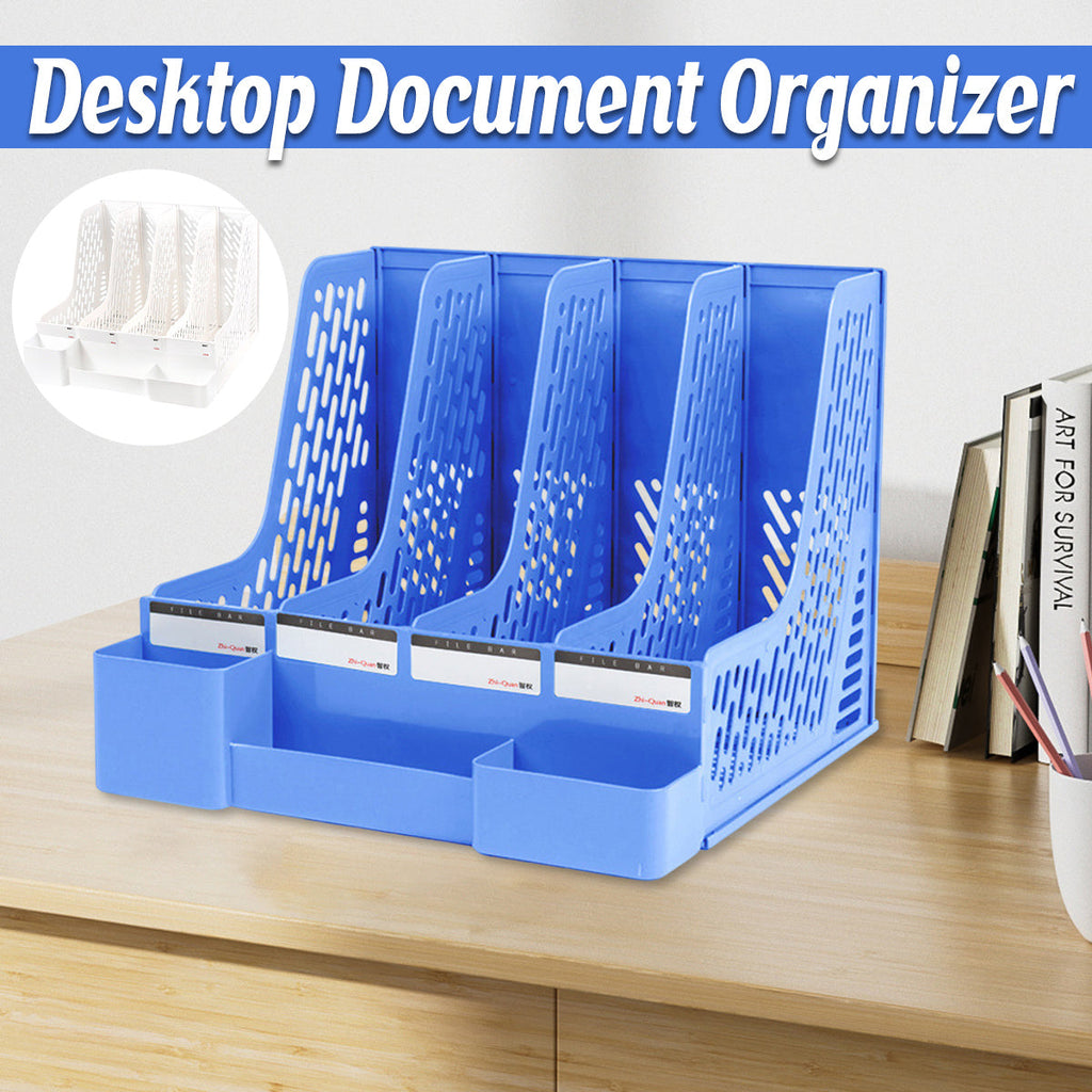 4 Section Plastic File Rack Two Colours Set | StorageOZ