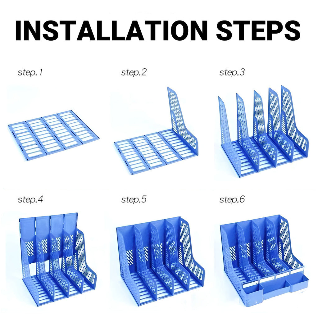 4 Section Plastic File Rack Two Colours Set | StorageOZ