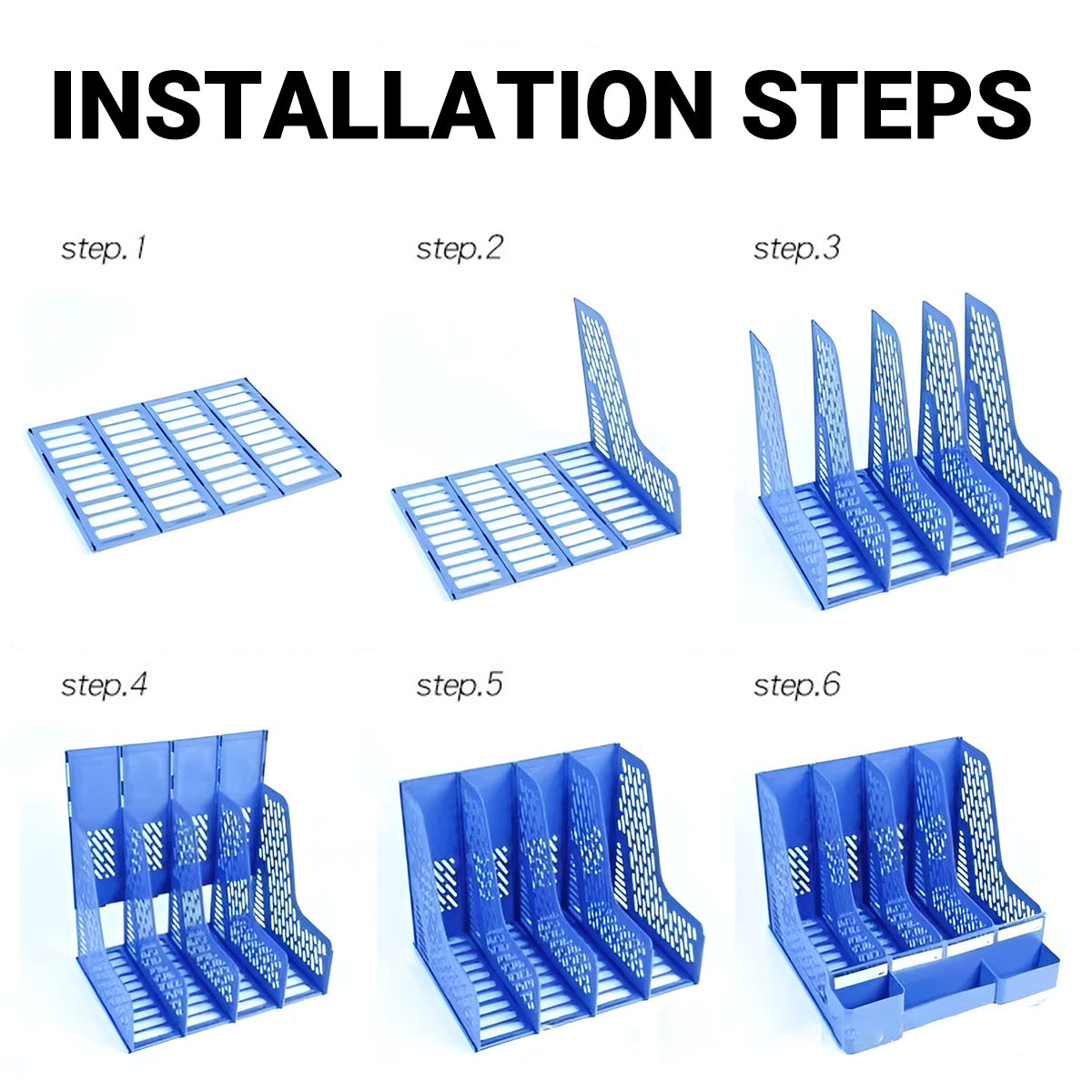 4 Section Plastic File Rack Two Colours Set | StorageOZ