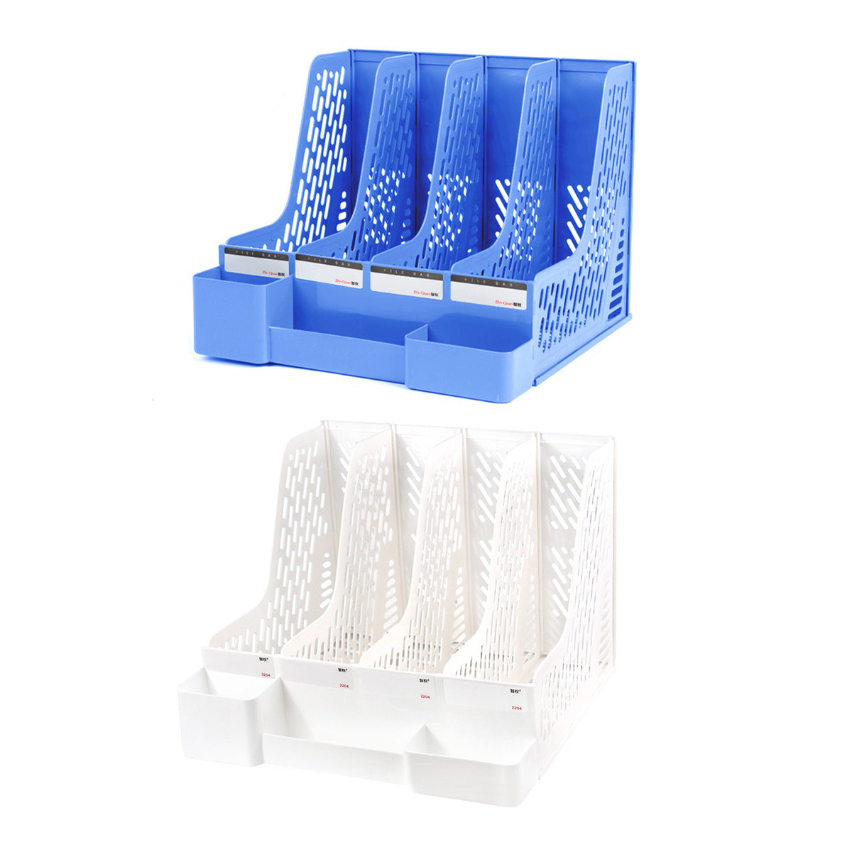 4 Section Plastic File Rack Two Colours Set | StorageOZ