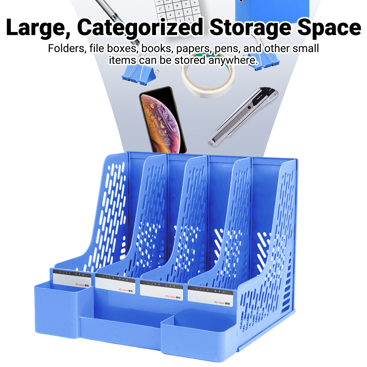 4 Section Plastic File Rack Two Colours Set | StorageOZ