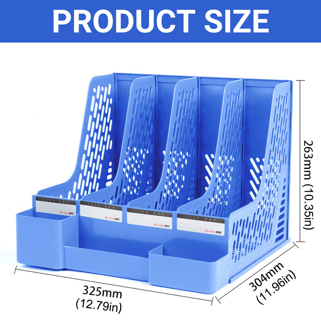4 Section Plastic File Rack Two Colours Set | StorageOZ