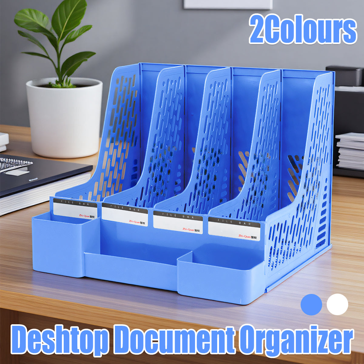 4 Section Plastic File Rack Two Colours Set | StorageOZ