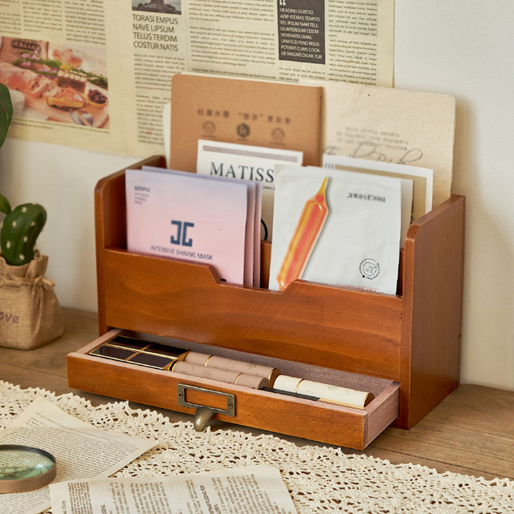 Old Wood Look Desk File Holder Organiser | StorageOZ