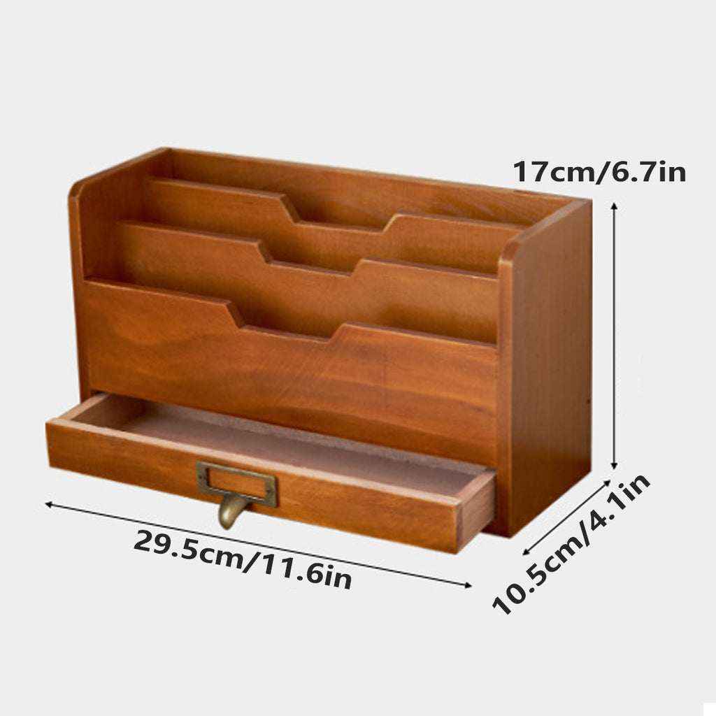 Old Wood Look Desk File Holder Organiser | StorageOZ