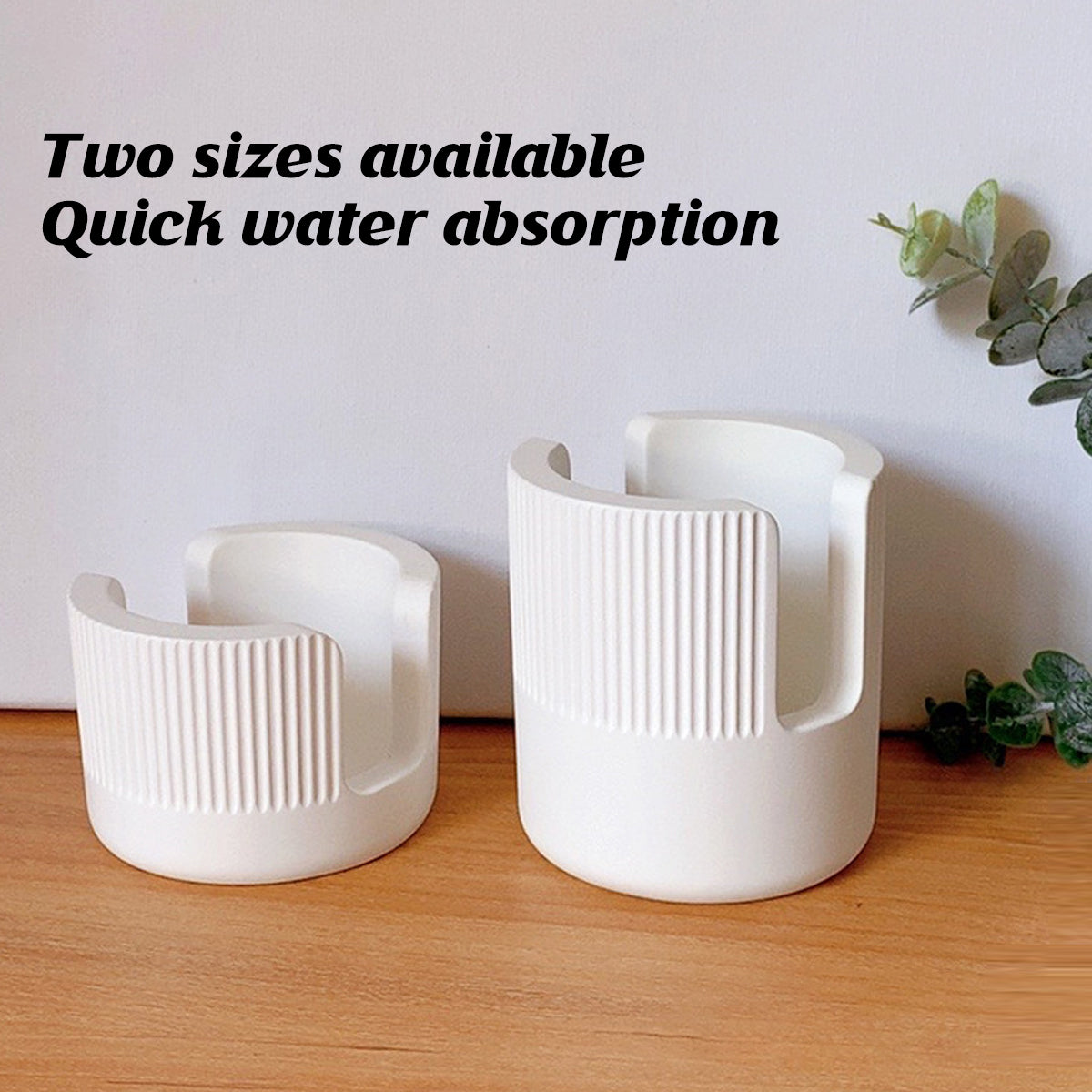 Round Diatomite Sponge Holder Two Sizes Set | StorageOZ