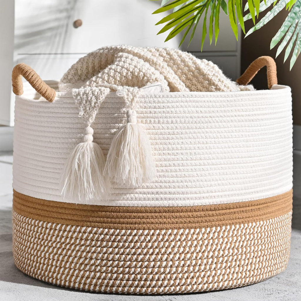 Cotton Rope Laundry Basket Two Colourways | StorageOZ