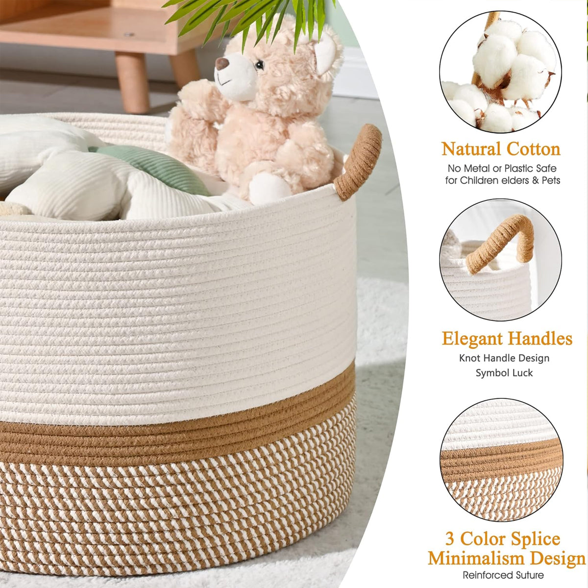 Cotton Rope Laundry Basket Two Colourways | StorageOZ