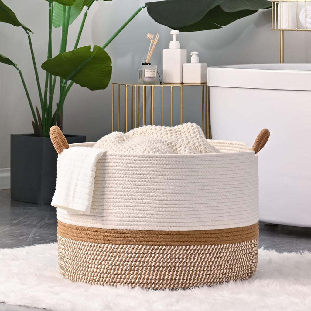 Cotton Rope Laundry Basket Two Colourways | StorageOZ