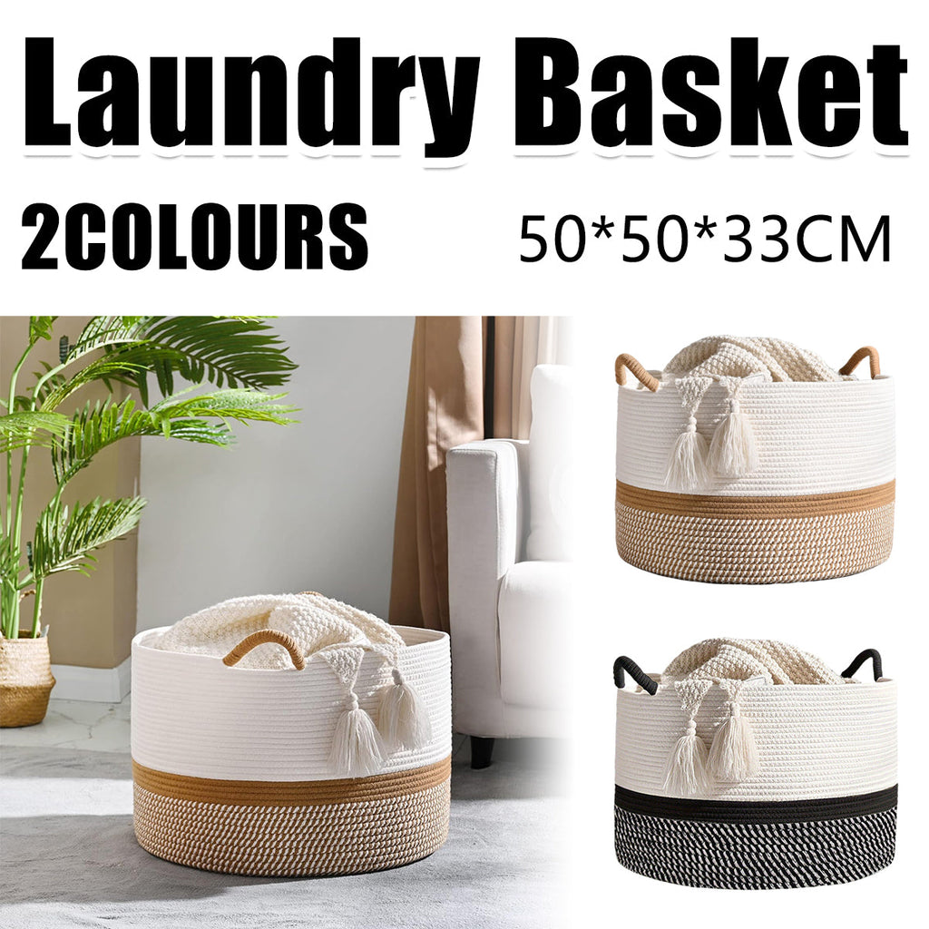 Cotton Rope Laundry Basket Two Colourways | StorageOZ