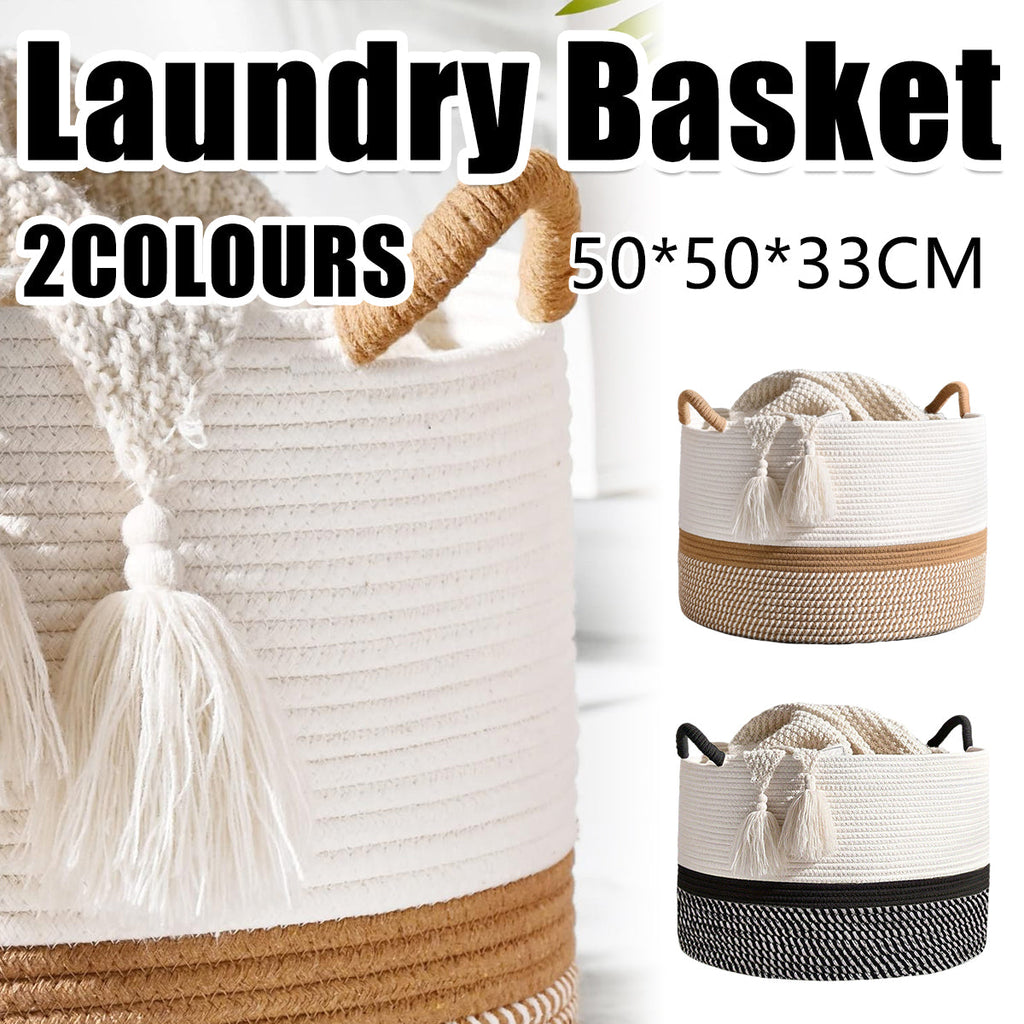 Cotton Rope Laundry Basket Two Colourways | StorageOZ