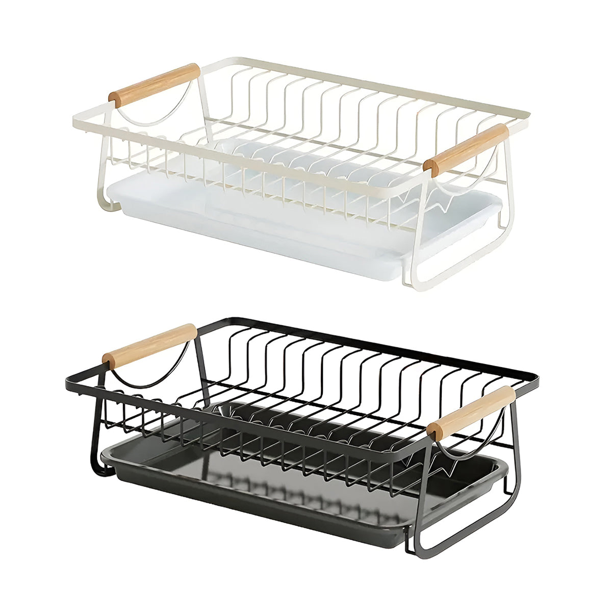 Iron Dish Rack Wood Handles Two Colours Set | StorageOZ