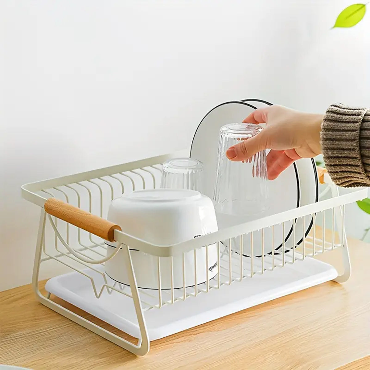 Iron Dish Rack Wood Handles Two Colours Set | StorageOZ