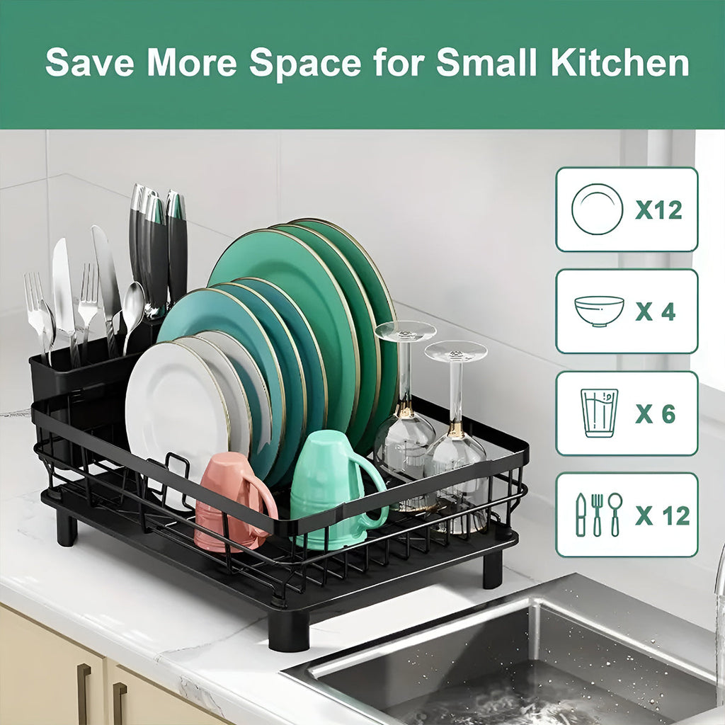 Iron Dish Rack Wood Handles Two Colours Set | StorageOZ