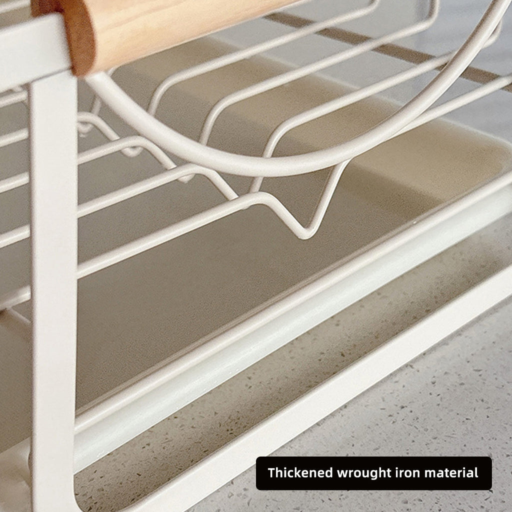 Iron Dish Rack Wood Handles Two Colours Set | StorageOZ