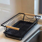 Iron Dish Rack Wood Handles Two Colours Set | StorageOZ