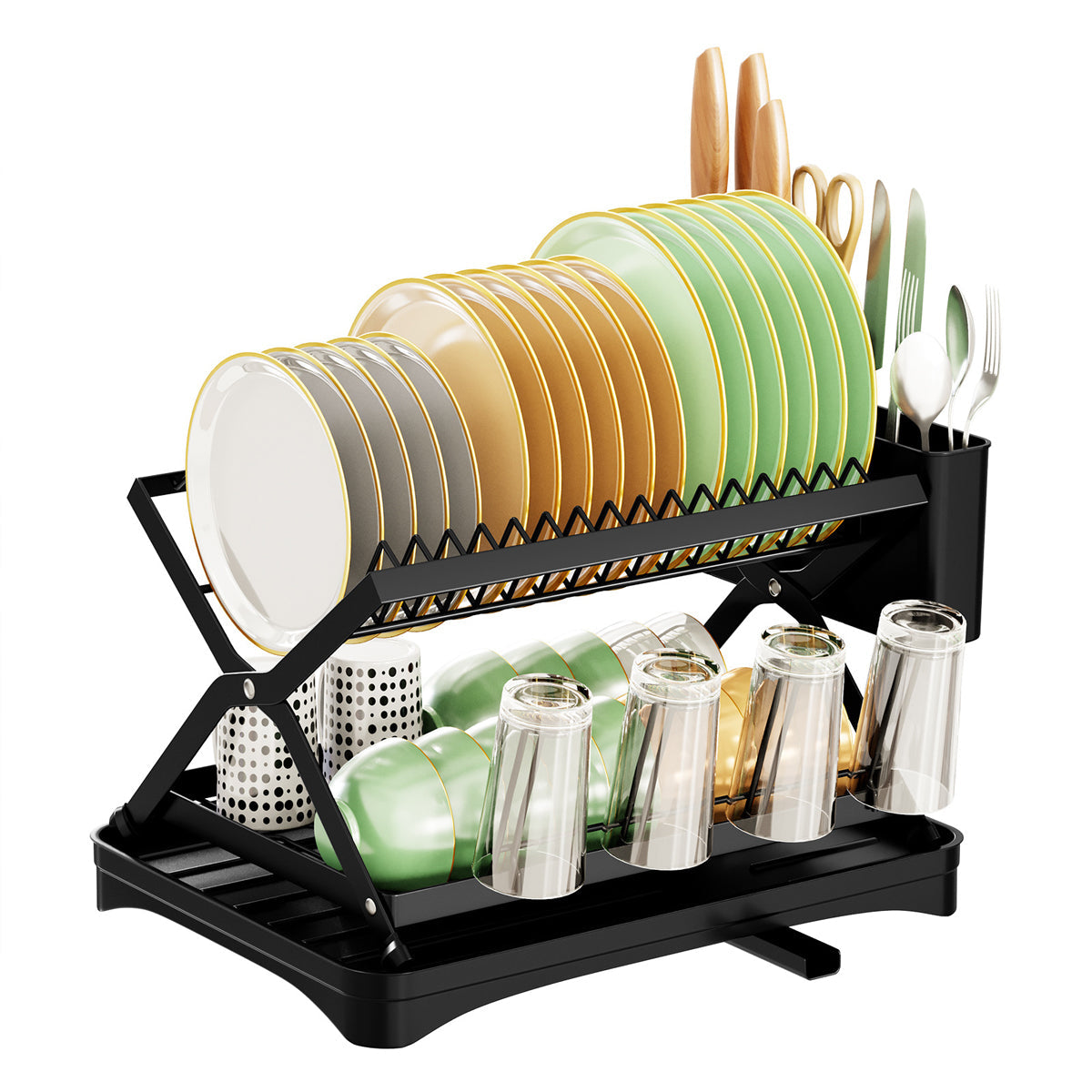 Double Layer Foldable Dish Rack Two Colours | StorageOZ