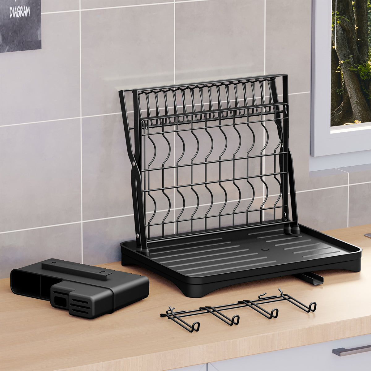 Double Layer Foldable Dish Rack Two Colours | StorageOZ