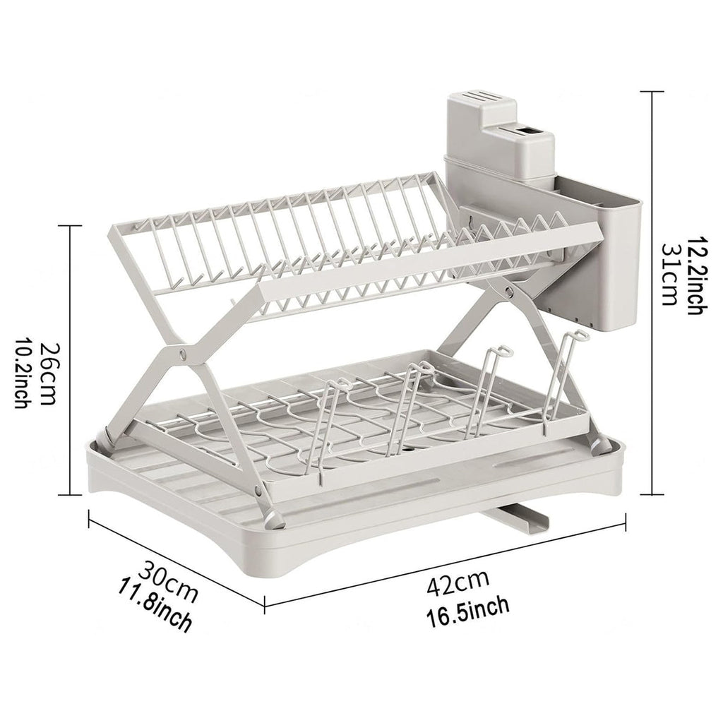 Double Layer Foldable Dish Rack Two Colours | StorageOZ