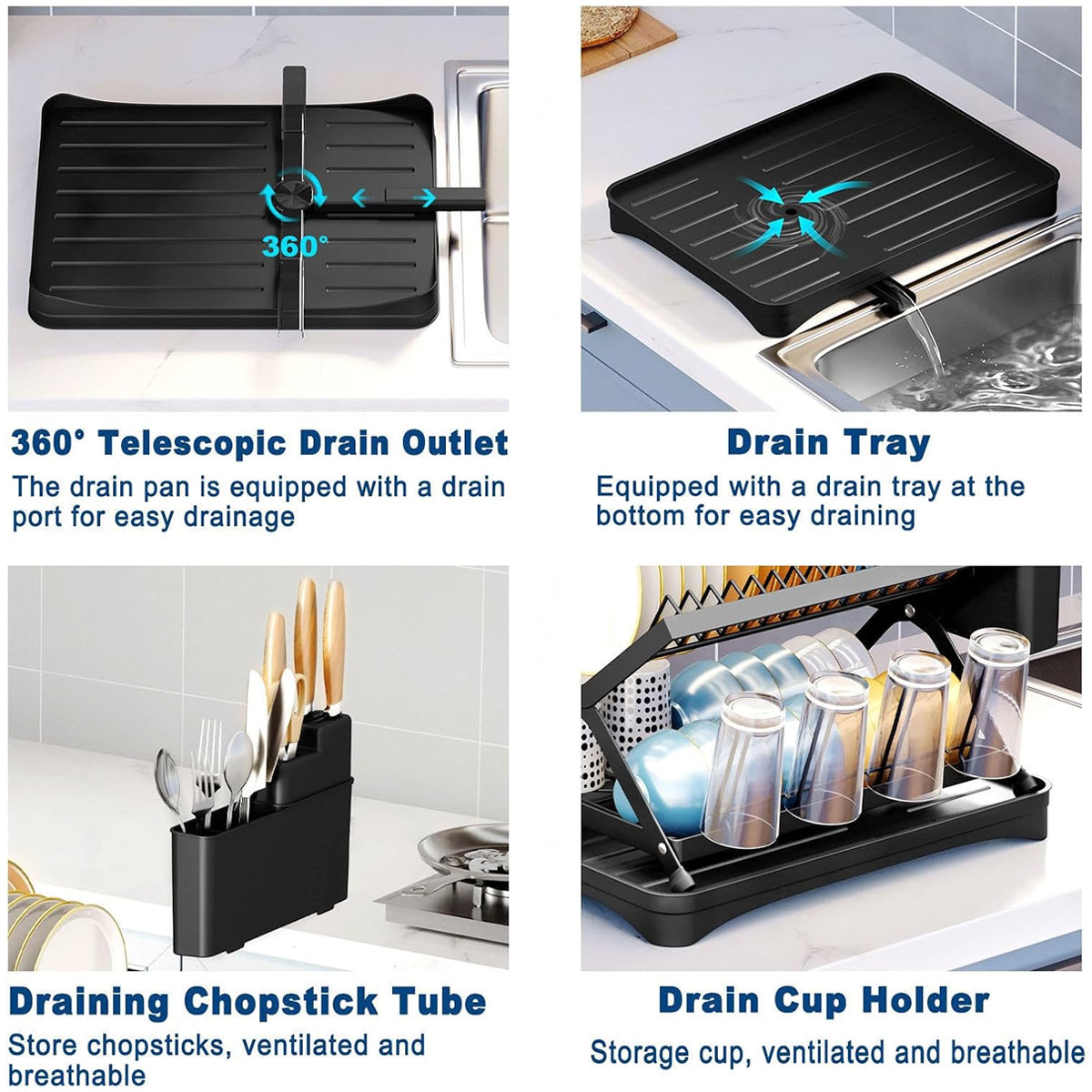 Double Layer Foldable Dish Rack Two Colours | StorageOZ