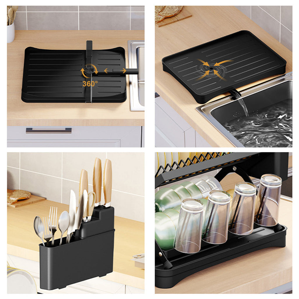 Double Layer Foldable Dish Rack Two Colours | StorageOZ