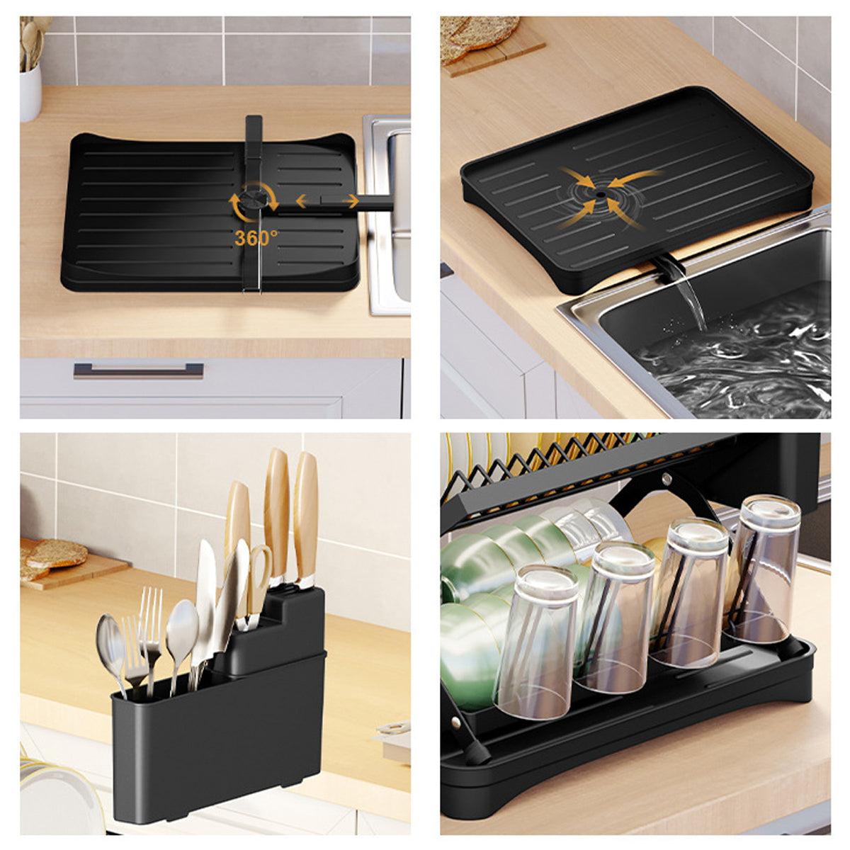 Double Layer Foldable Dish Rack Two Colours | StorageOZ