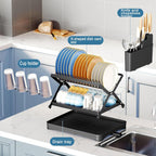 Double Layer Foldable Dish Rack Two Colours | StorageOZ